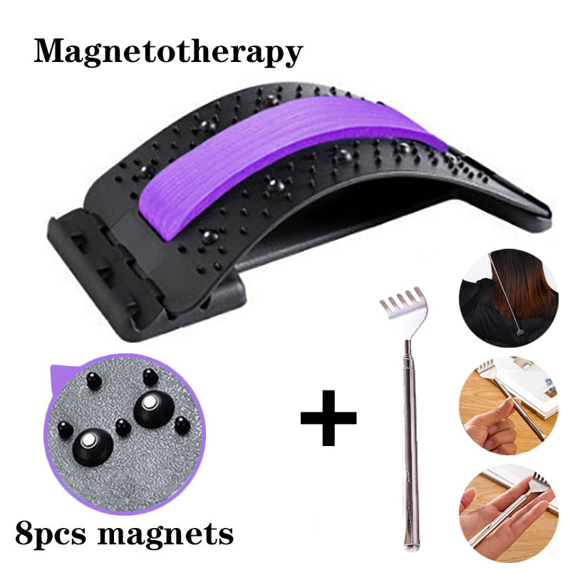 Magnetotherapy Multi-Level Adjustable Back Massager Stretcher Waist Neck  Fitness Lumbar Cervical Spine Support Pain Relief - AliExpress